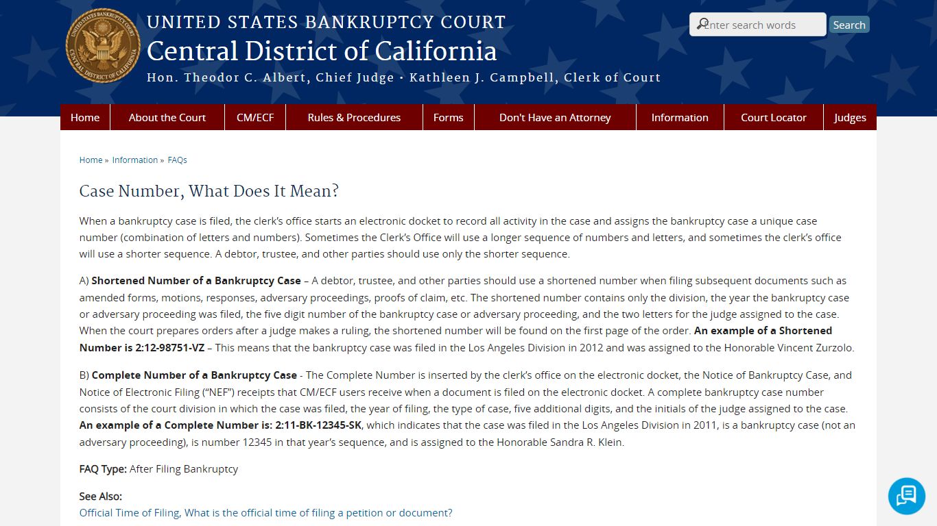 Case Number, What Does It Mean? | Central District of California ...